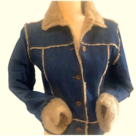 Jackets & Blazers - Vintage Sherpa Denim & Fleece Jacket